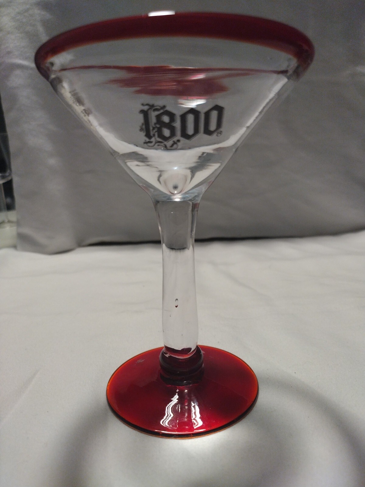 Jose Cuervo Mexican Blown Glass Margarita Martini Red Rim Base 1800 Tequila RARE