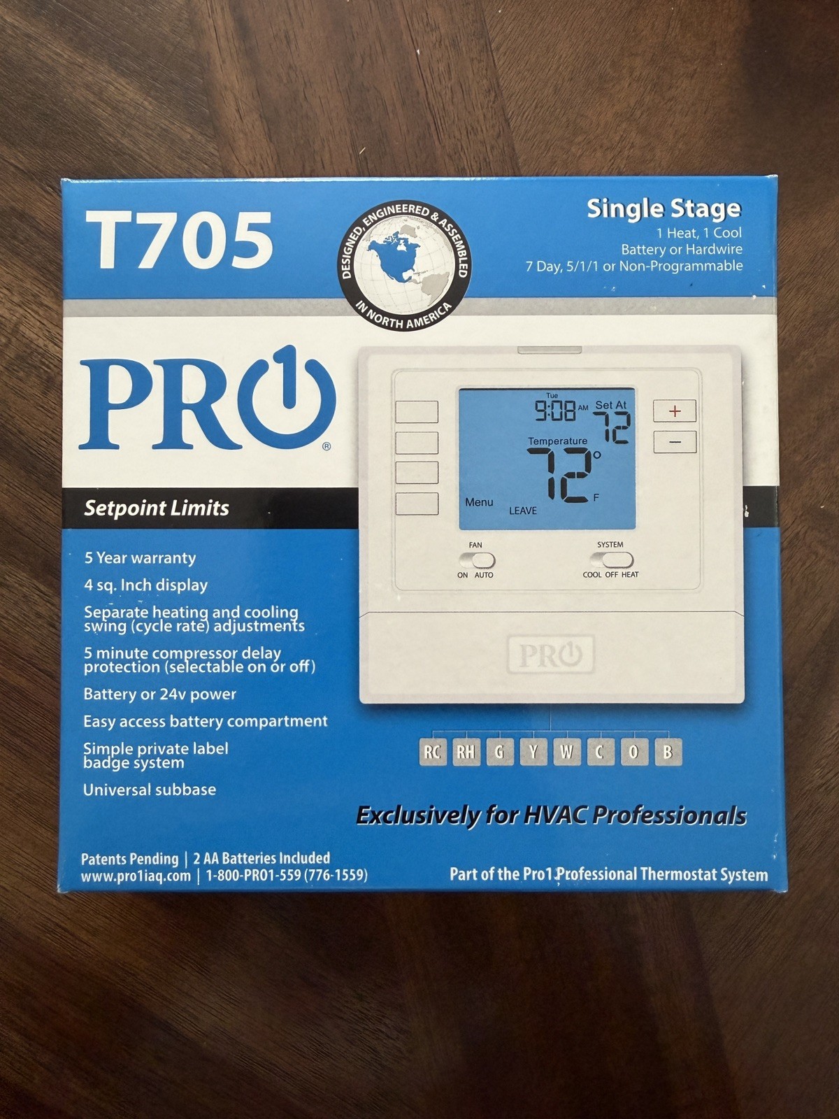 Pro1 T705 Single Stage Digital Thermostat 1 Heat 1 Cool Programmable 5/1/1