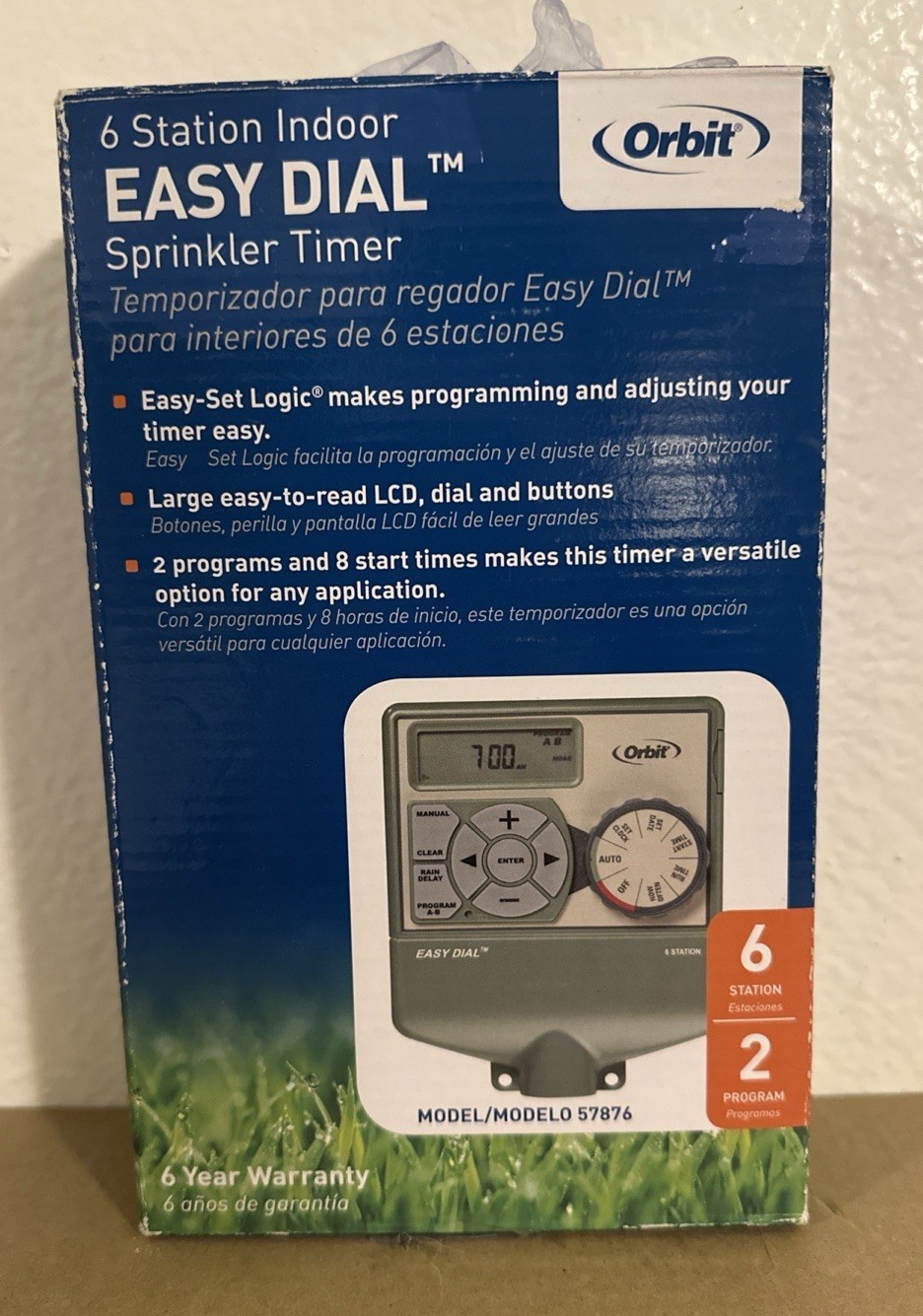 Orbit ~ Easy Dial ~ Sprinkler Timer 6 Station ~ Model 57876~ Never Used Open Box