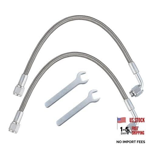 2 Sets 4AN Turbo Oil Feed Line 12" Turbo Feed Line Length Stainless Steel