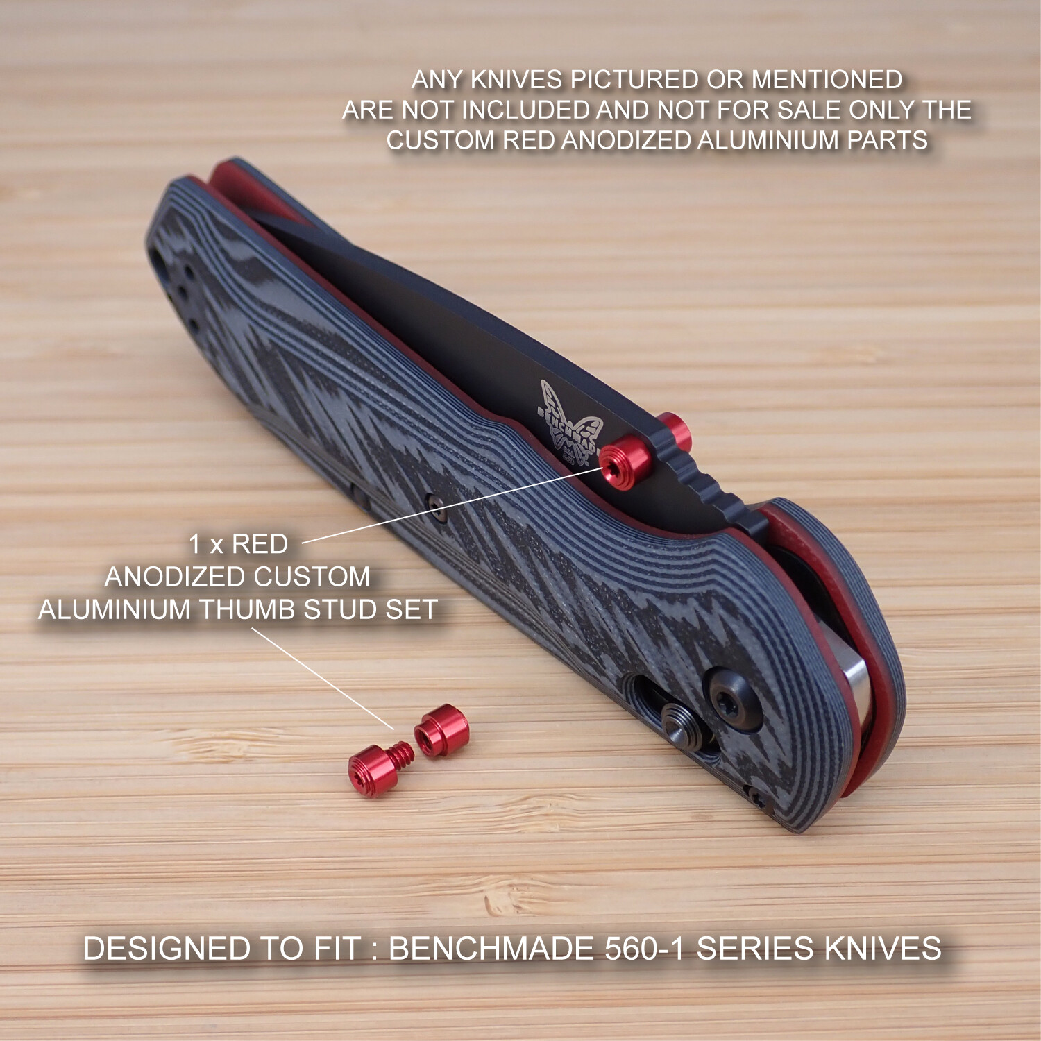 BENCHMADE 560BK-1 SUPER FREEK Custom 2pc Thumb Stud Set Anodized RED (No knife)