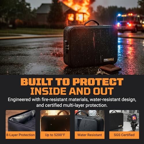 FIRESHIELD PRO 5200°F Fireproof Document Box with Lock – Fire Safe Organizer
