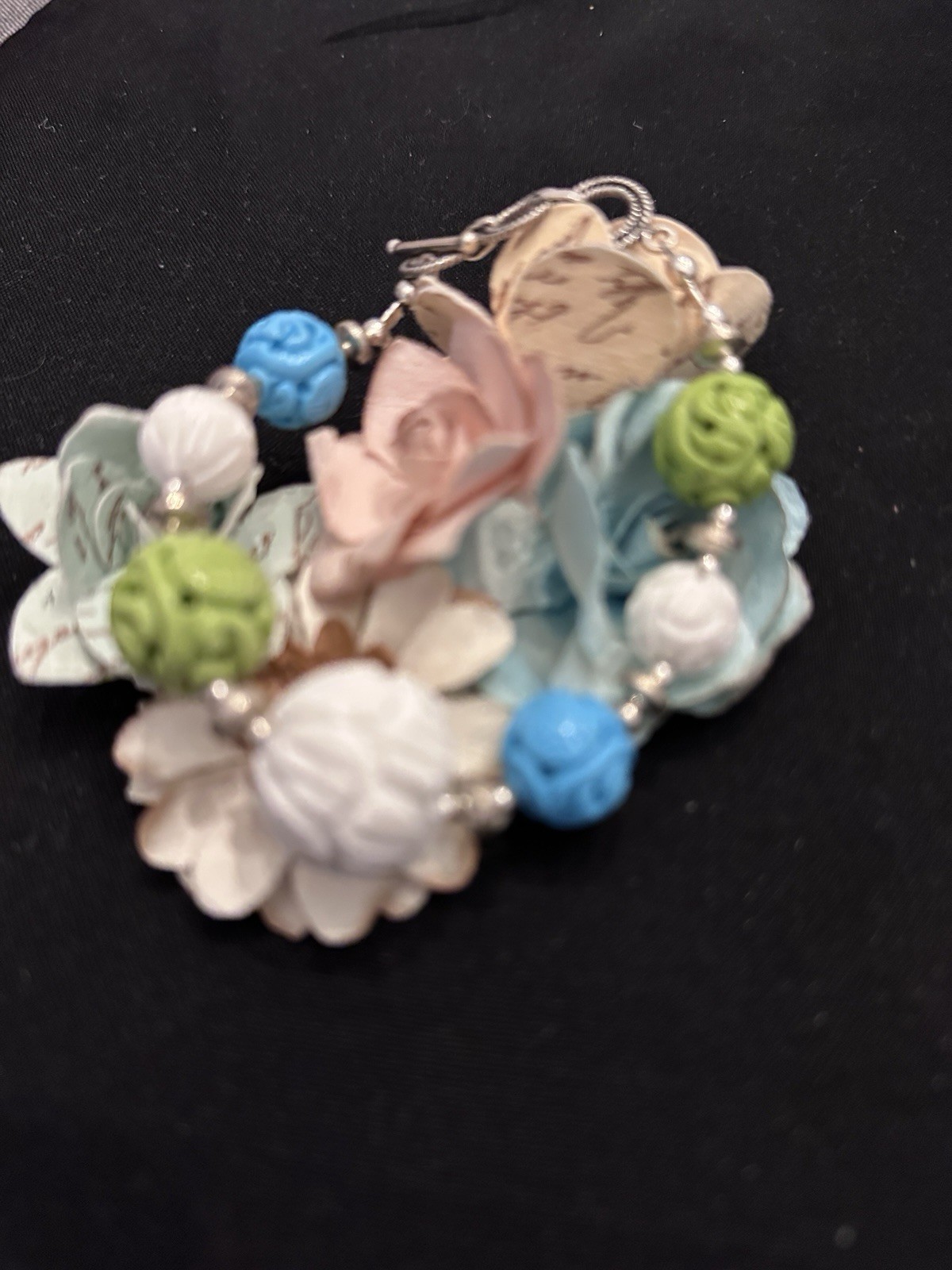 Multi Color Carved Bead Bracelet