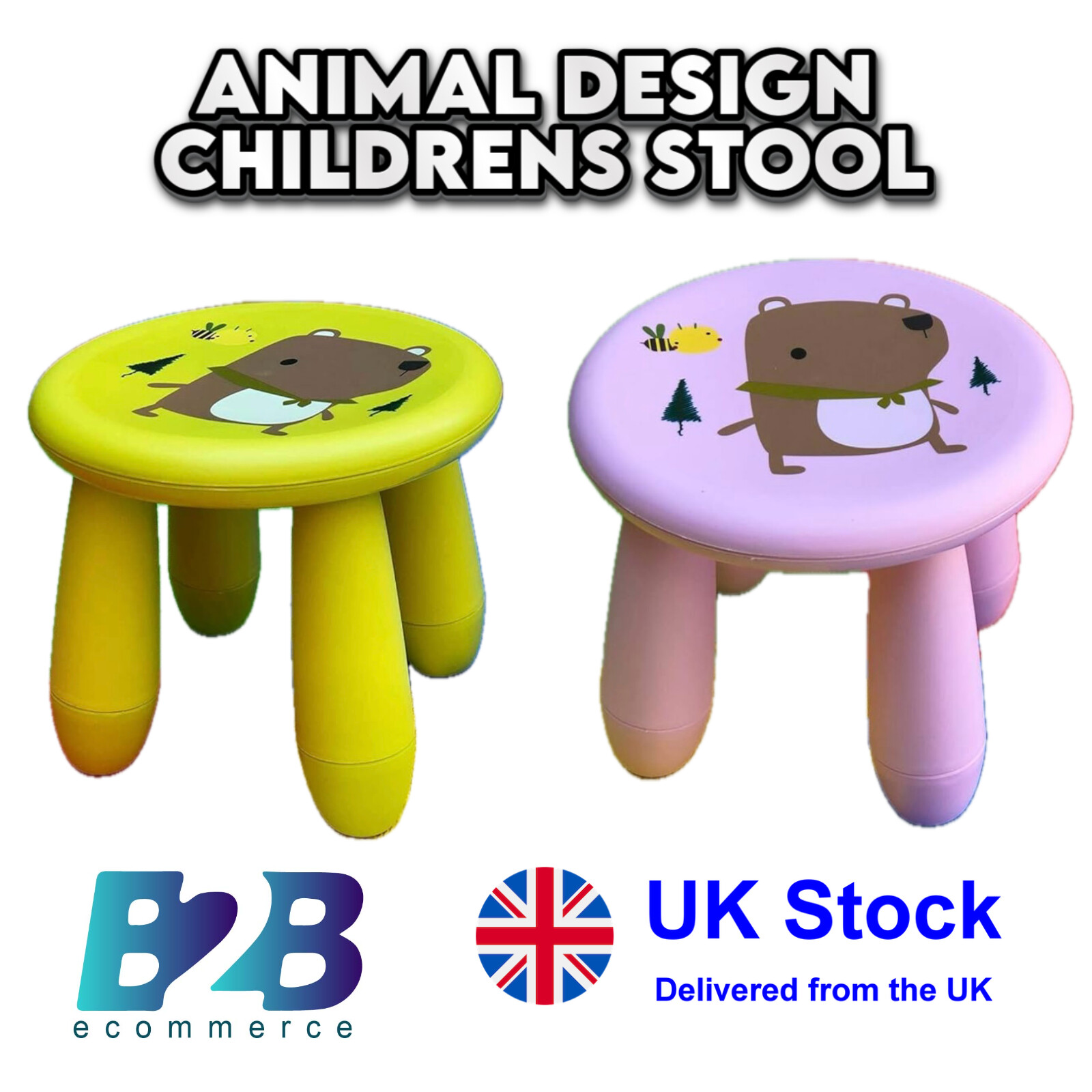 Kids Animal Stool Chair IKEA MAMMUT Style Children Bench Seat Boys Girls