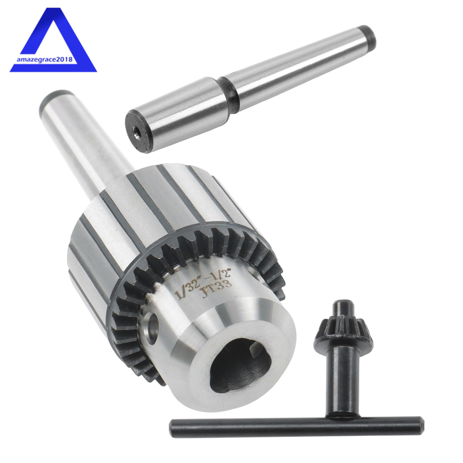 4 Pcs Lathe Drill Chuck Adapter Set - 1/2" Drill Chuck MT1 & MT2 Arbor Key Tools