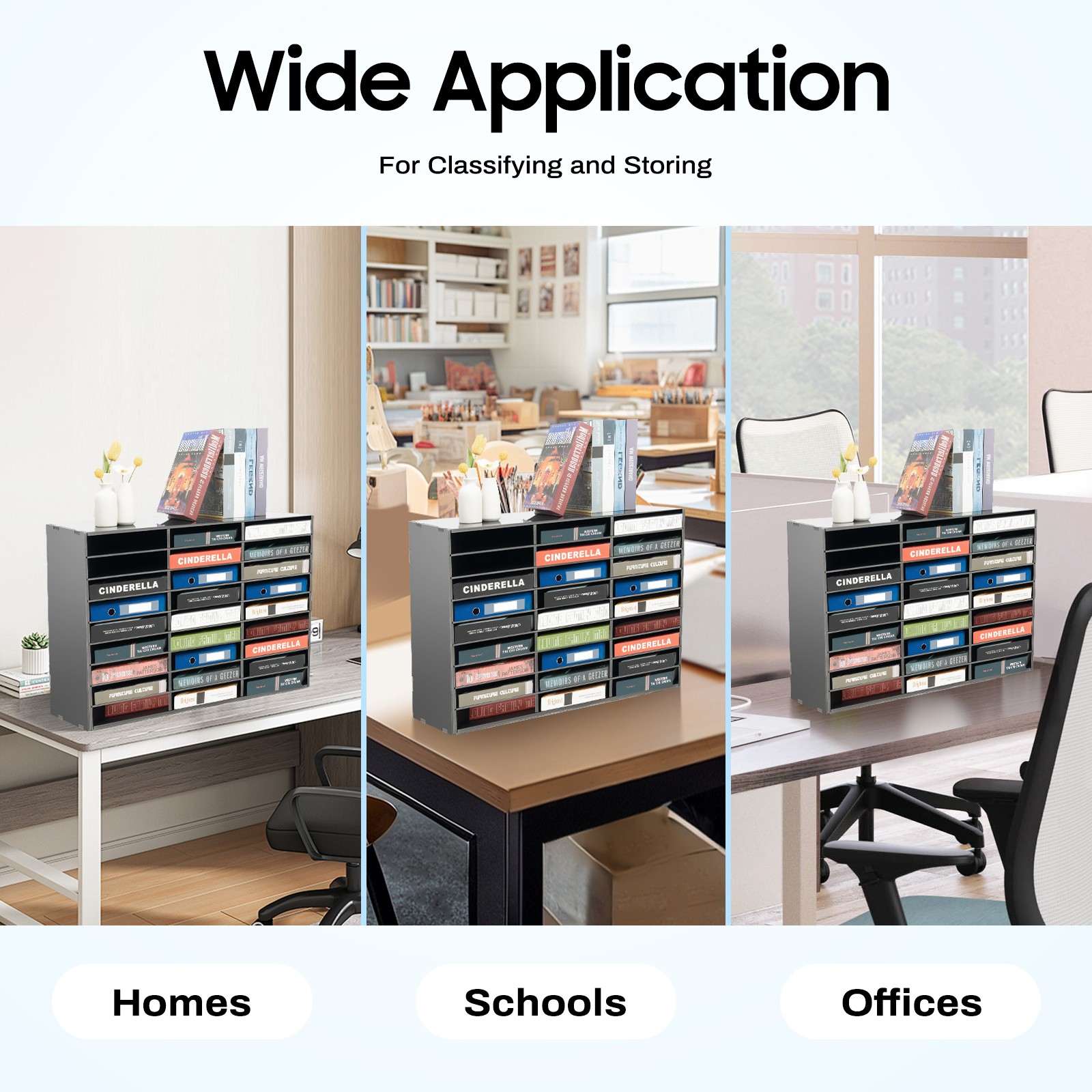 Modern 27 Slots File Storage Cabinet Literature Organizer Black 80*30.5*55.1cm