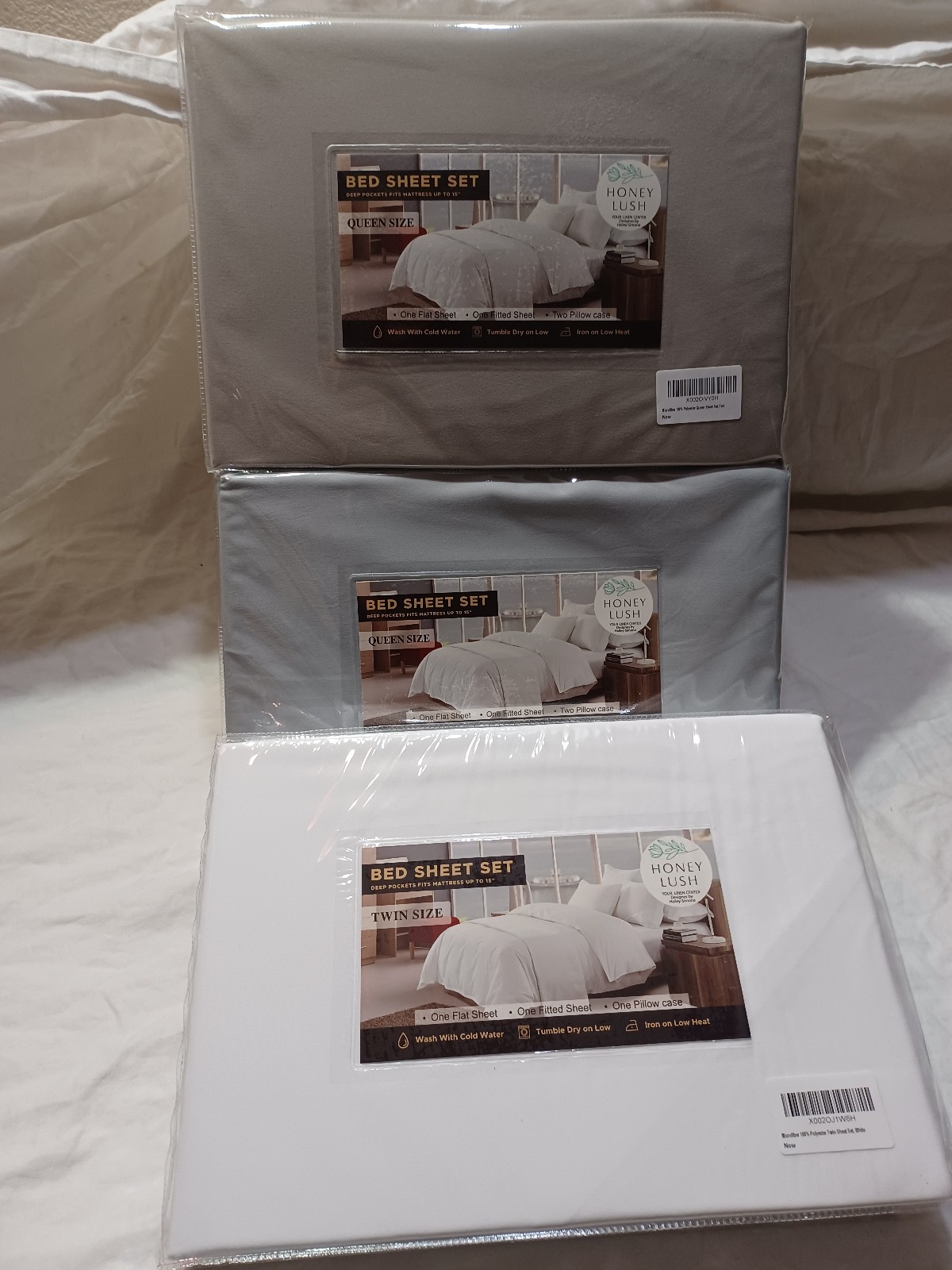 Microfiber 100% Polyester 4 piece Full Sheet Set, Light Gray