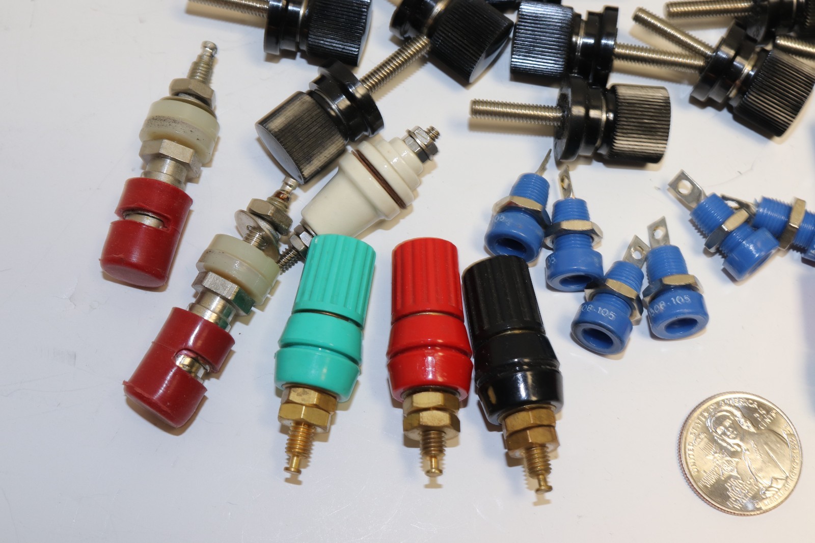 HUGE LOT OF STAND OFF POSTS - MOSTLY EBY (BLACK) - AS PICTURED