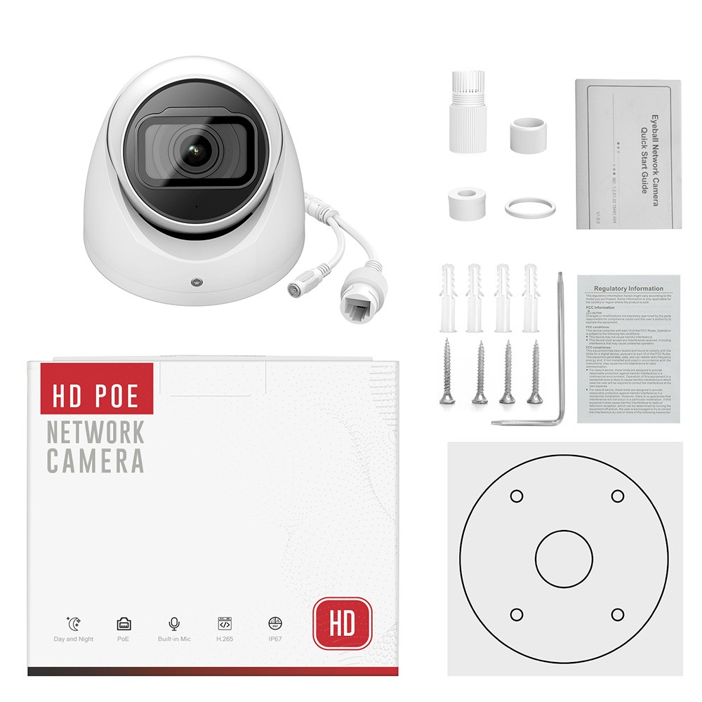 VIKYLIN 4K 8MP IR Starlight IP Dome Network Camera Built-in Mic Smart Detection