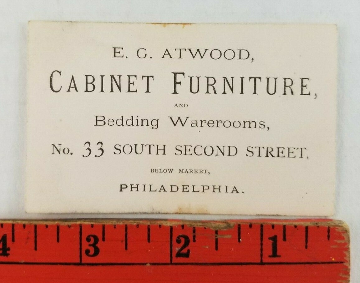 Vintage 1900's Cabinet Furniture Philadelphia Pennsylvania Business Card
