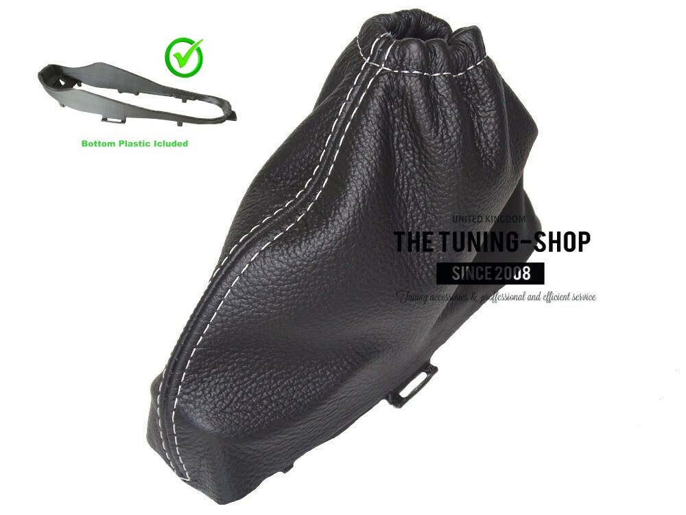 For Jaguar X Type 01-09 Handbrake Boot Black Leather White Stitching + Frame
