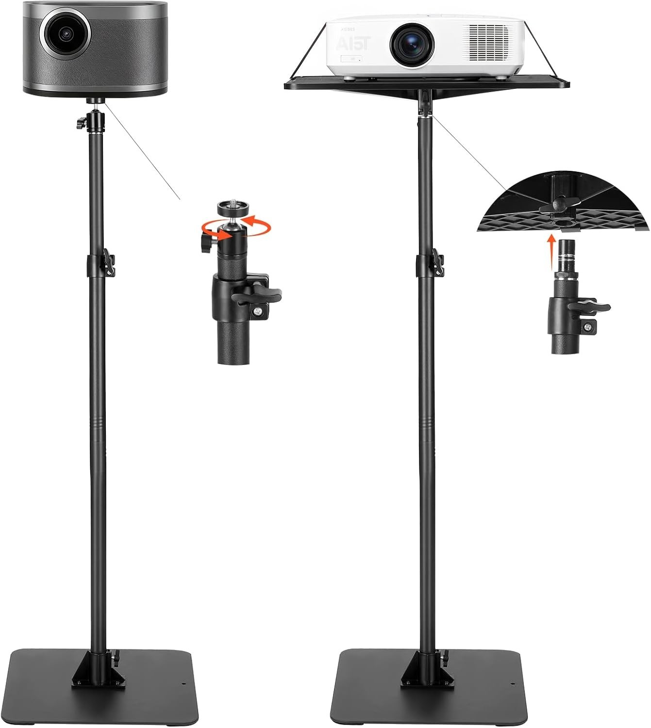 Heavy-Duty Projector Stand with Adjustable Height & 360° Rotation – Black