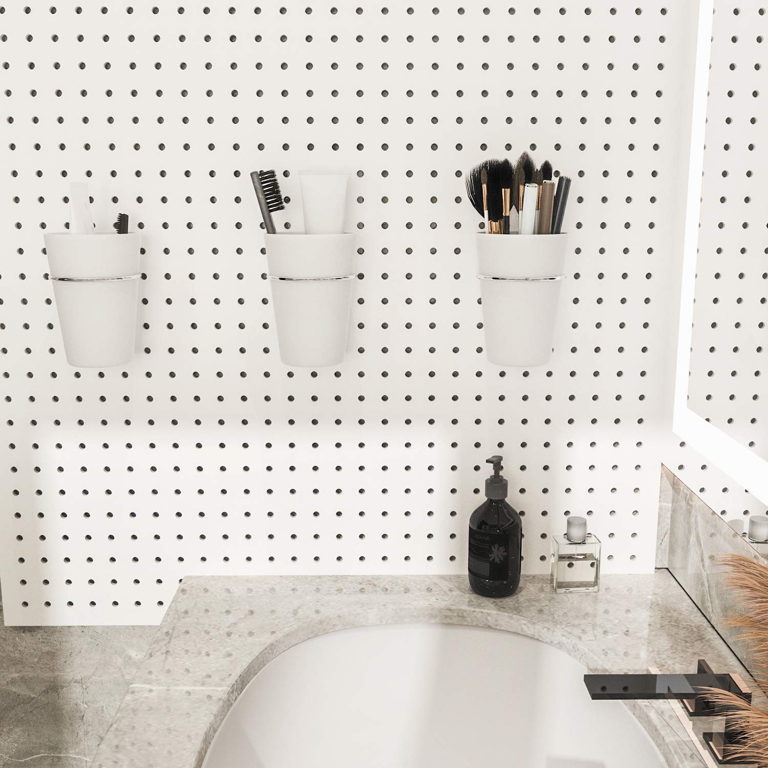 6 Sets Pegboard Hooks with Pegboard Cups, Ring Style Pegboard Bins with Rings...