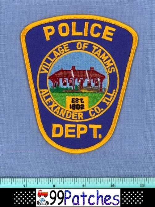 TAMMS VILLAGE (Gold) ILLINOIS Police Patch OLD RAILROAD TRAIN STATION DEPOT 3C