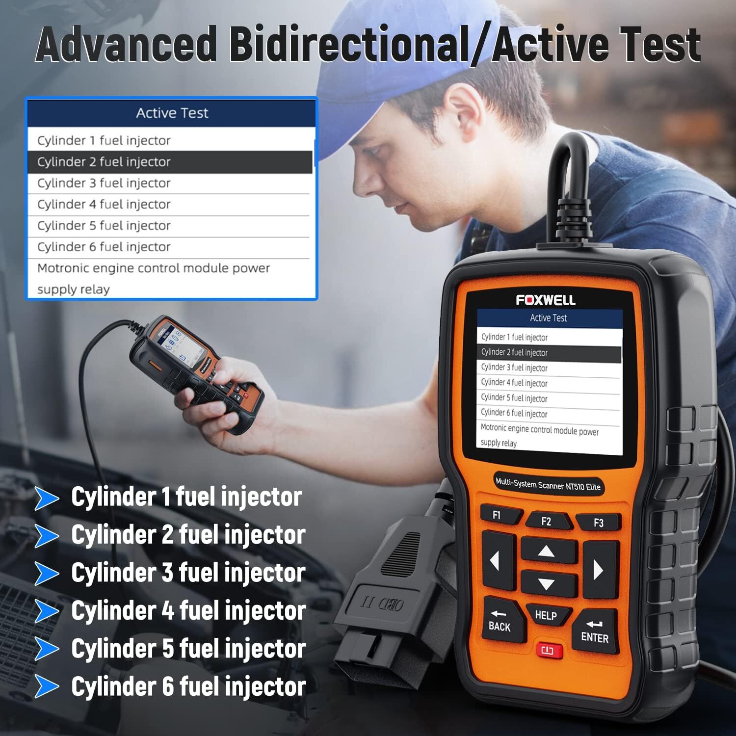 Foxwell NT510 Elite for Chrysler Full System OBD2 Scanner Car Diagnostic Tool US