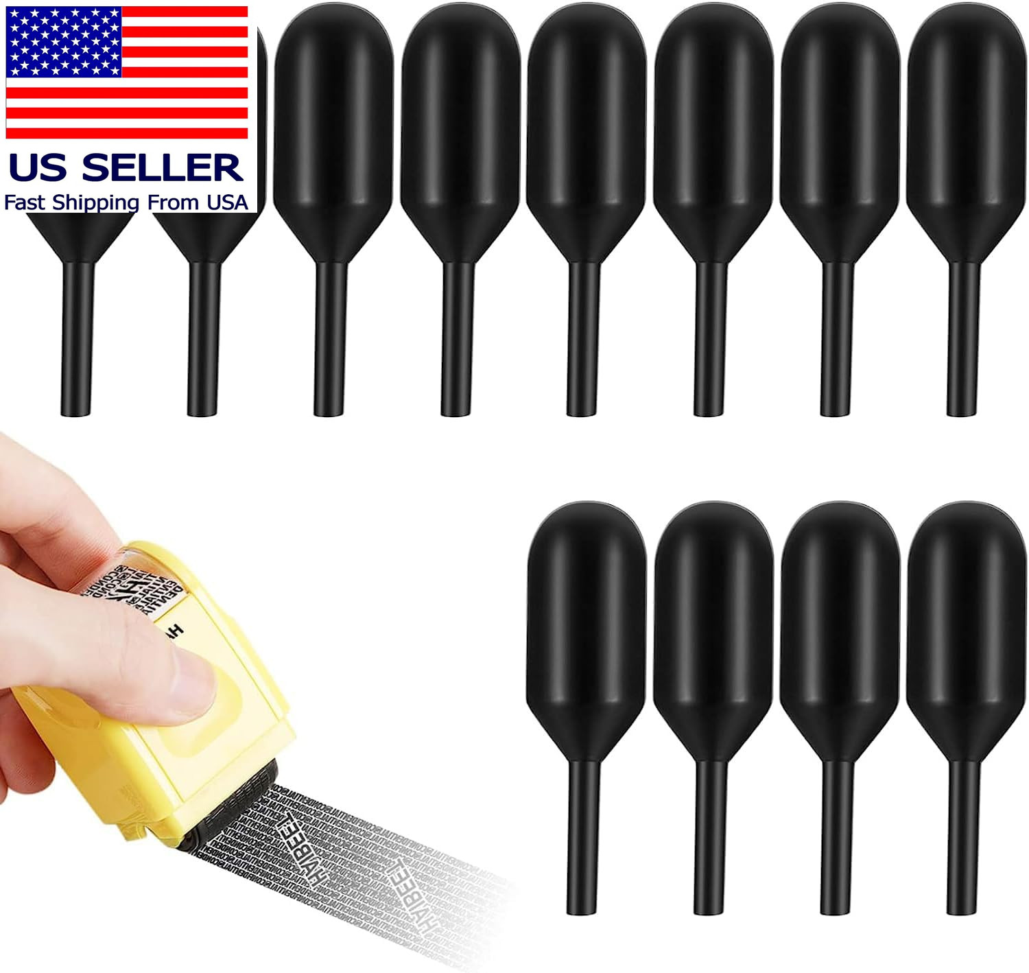Identity Theft Protection Roller Stamps, 12 Pcs Black Replacement Rolling Ink Re
