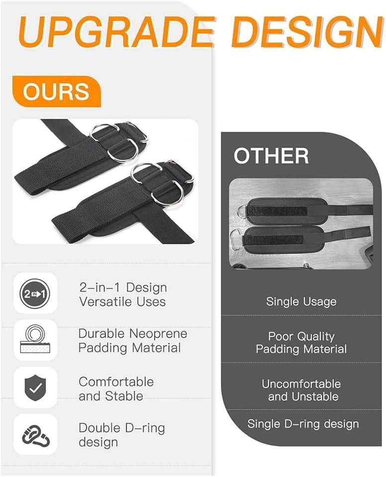 D Ring Cable Machine Straps for Weight Lifting - Perfect Gym Workout Accessories