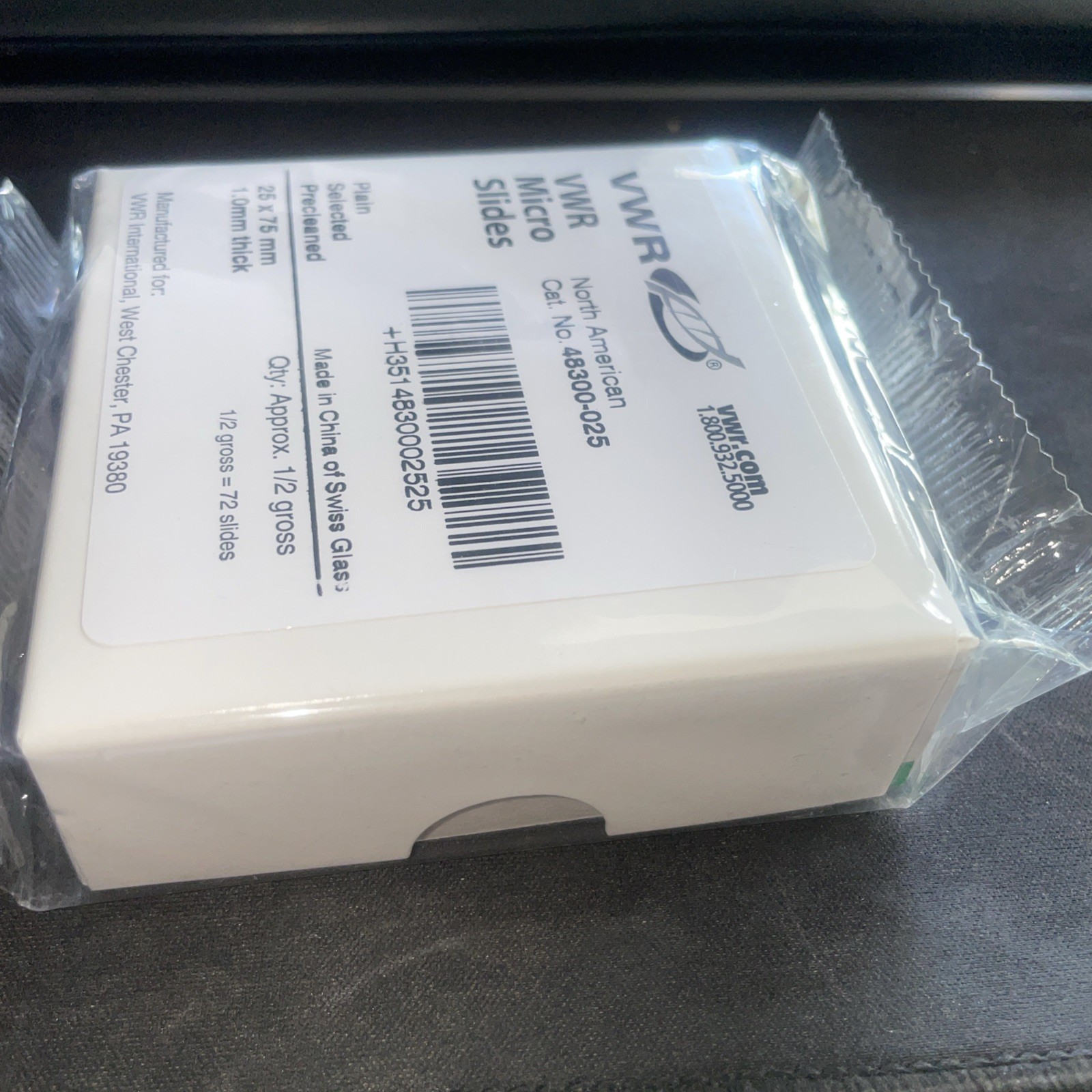 1 Box VWR Microscope Micro Slides Cat, No. 48300-025 1/2 Gross