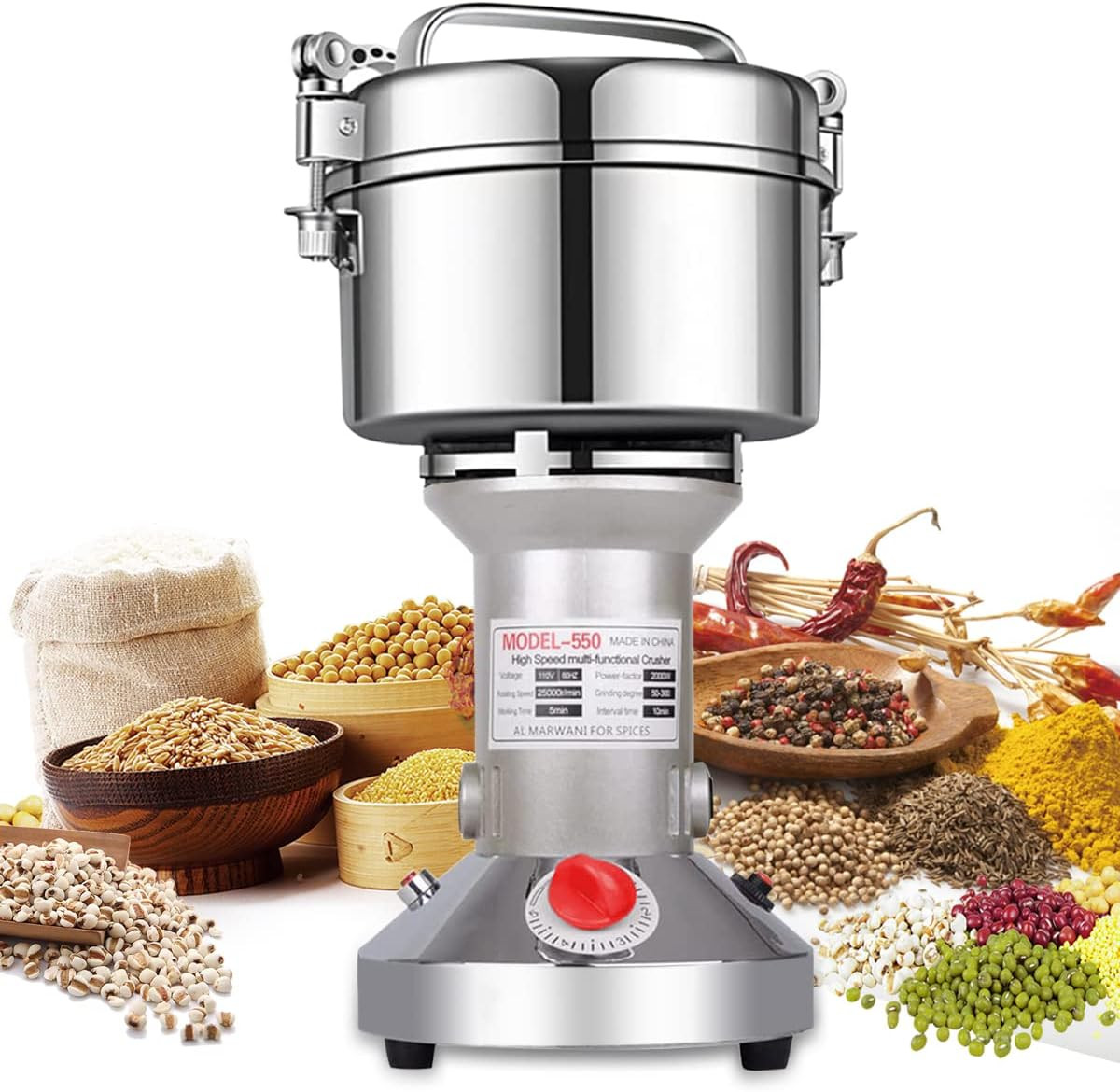 Electric Herb Grinder 550G High Speed Electric Stainless Steel Spice Flour Mill