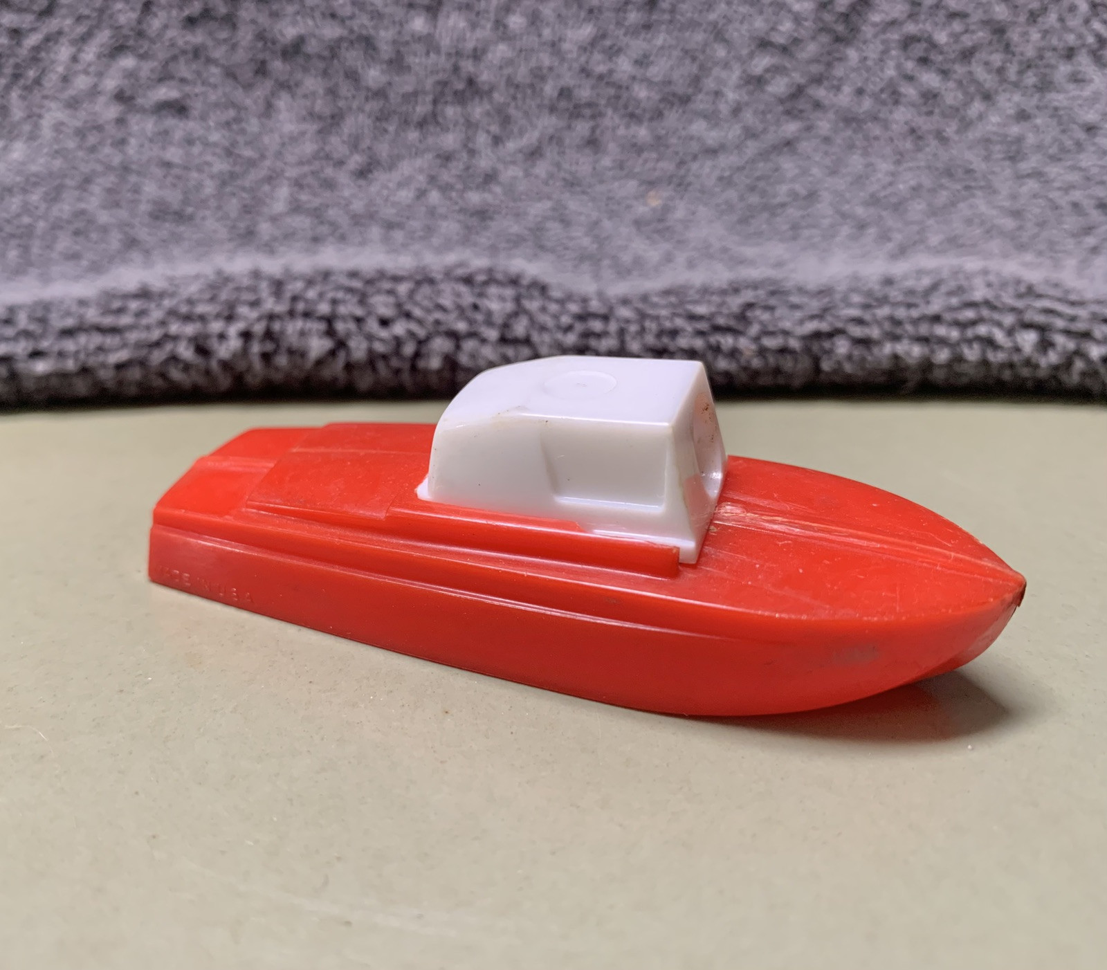 Vintage Sterling Hard Plastic Red  Toy Boat Pencil Sharpener