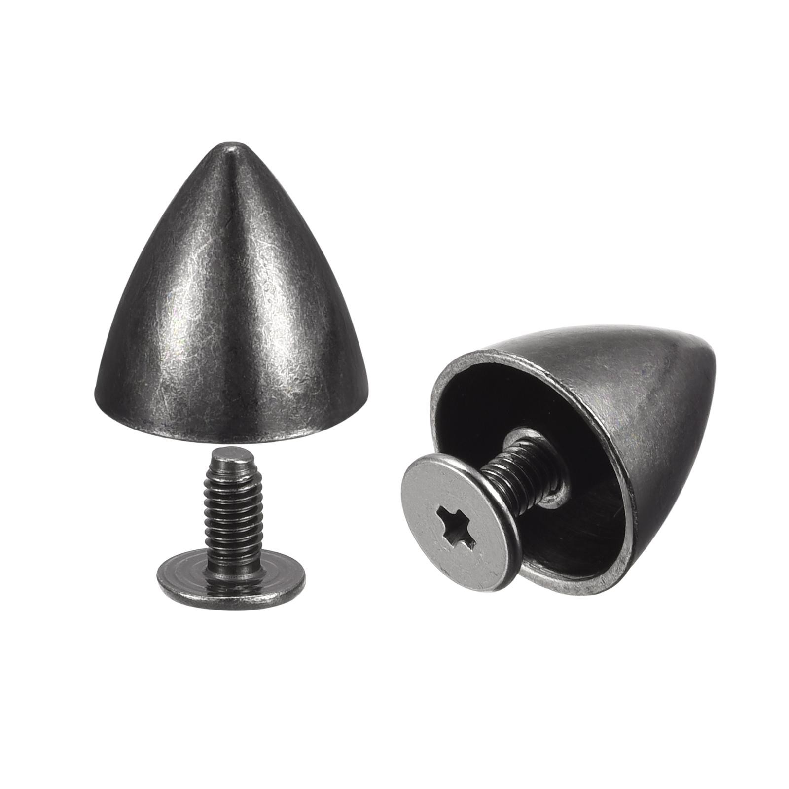 12x12mm Screw Back Rivets, 10 Sets Leather Cable Studs for DIY Black