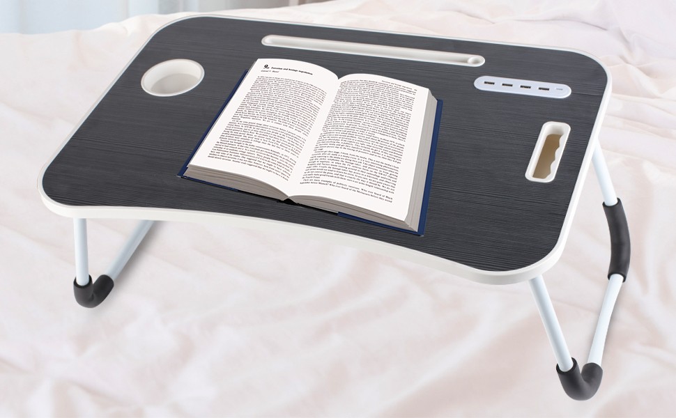 Laptop Tray Lap Desk Stand Foldable Bed Table Notebook Tray Cup Slot Adjustable