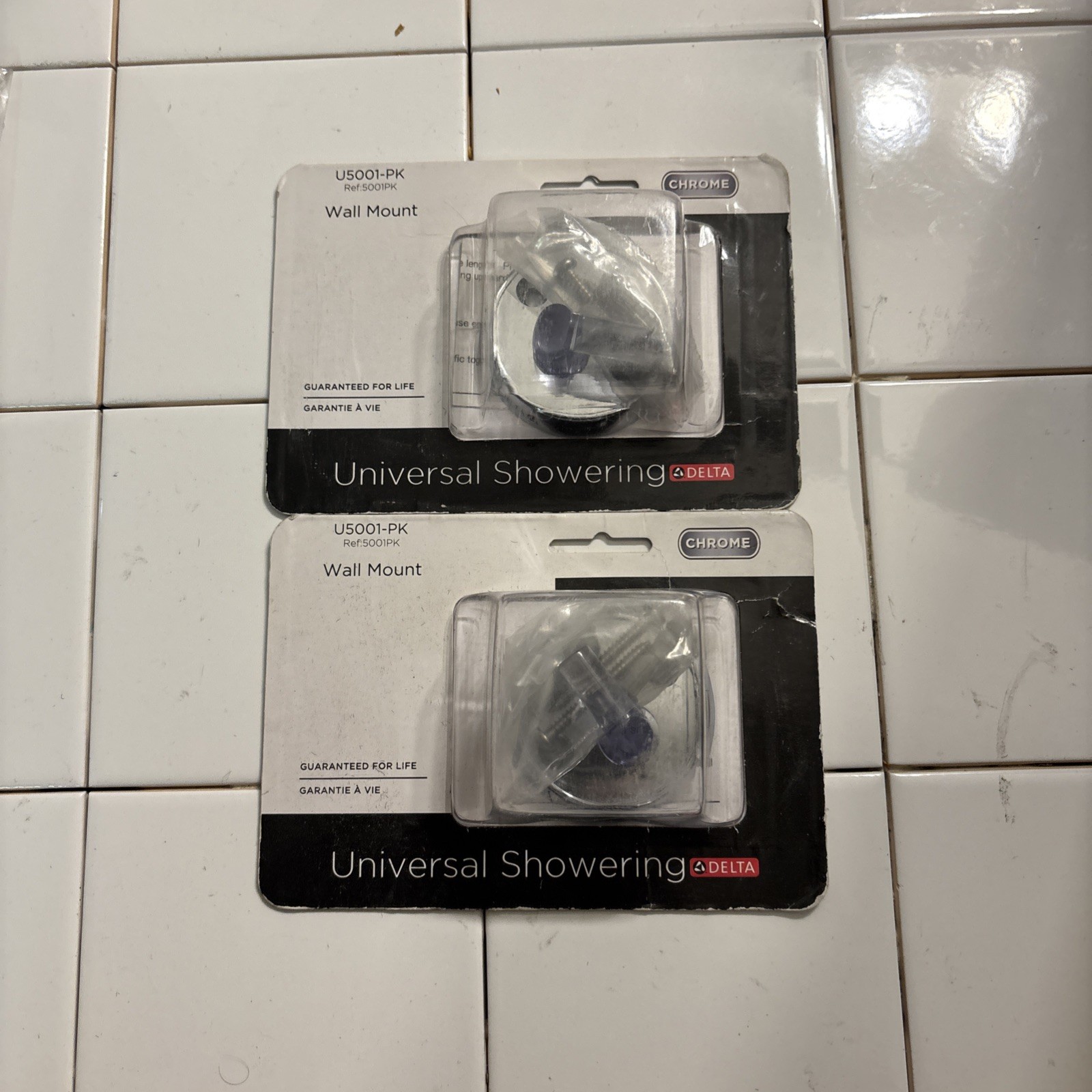 Lot Of 2 Delta U5001-PK Universal Showering Chrome Wall Mount- NEW AND SEALED