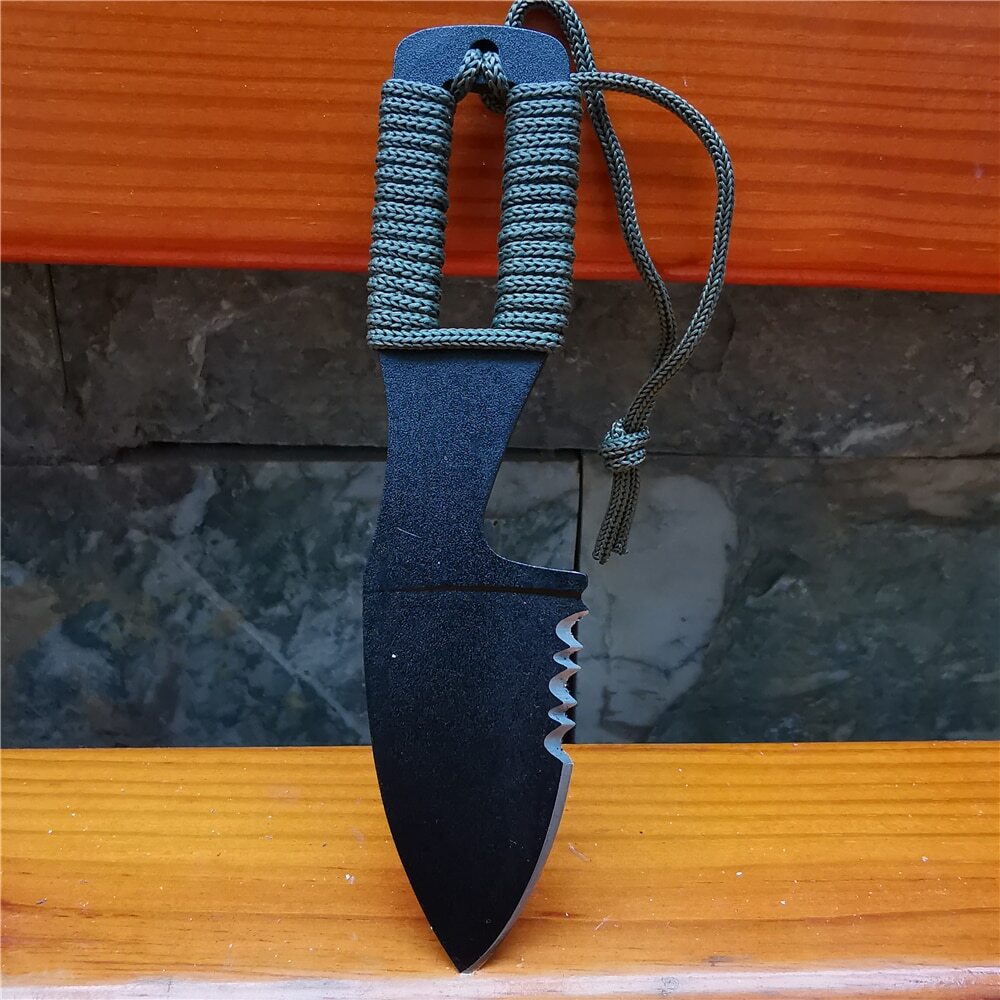Small straight knife portable rope handle tactical camping survival knife
