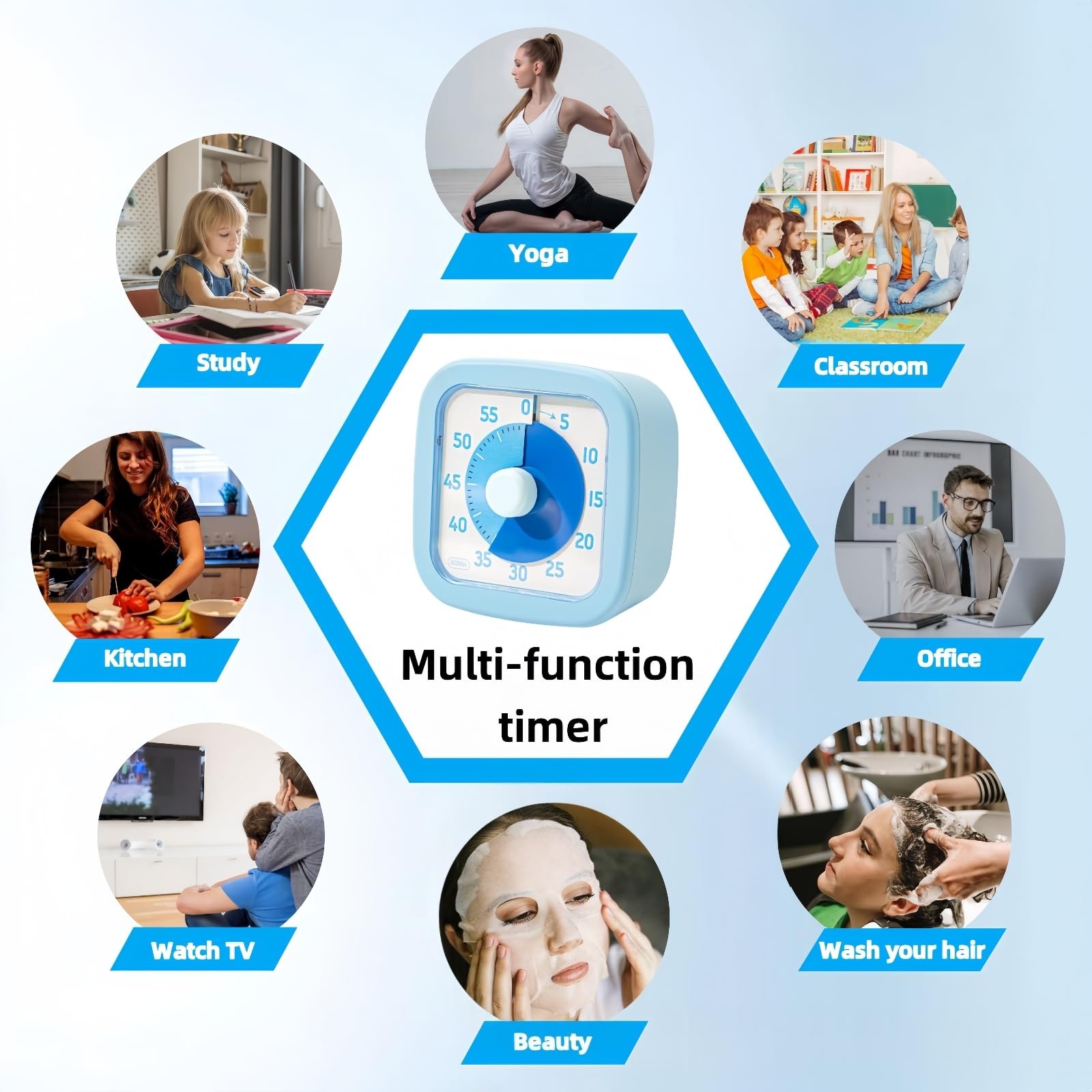 Visual Timer for Kids Home - 60 Minute Sky Blue