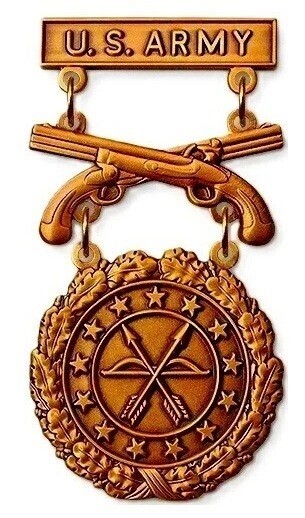 Army Excellence in Competion Bronze Pistols  USA Made Military Badge 2 Pins Back