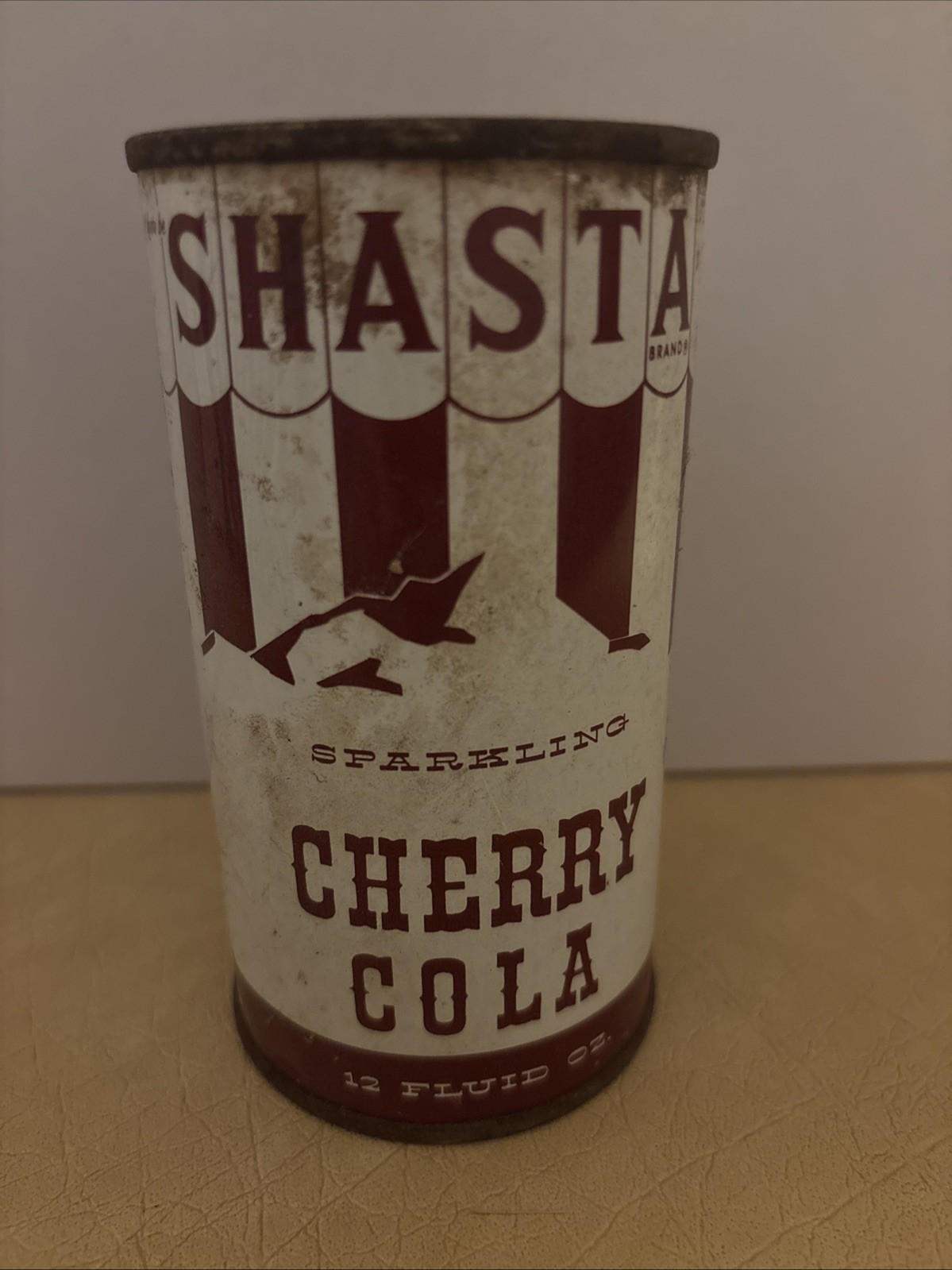 SHASTA SPARKLING CHERRY COLA 12 oz. FLAT TOP SODA CAN - PREZIP