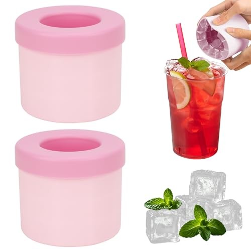 2 Pack Cylinder Silicone Ice Cube Molds, Easy-Release Ice Pink Small Squeeze