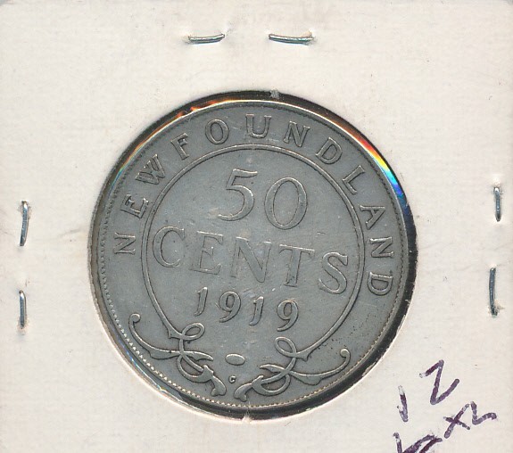 NEWFOUNDLAND - CANADA - 1919-S SILVER HALF - #4129