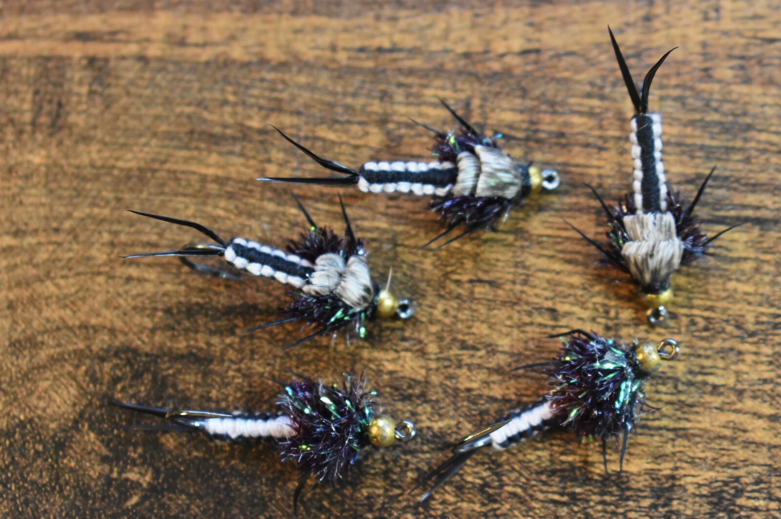 WOVEN BLACK & WHITE Stonefly Nymph Fly Fishing Flies 1 Fly, U Choose Size