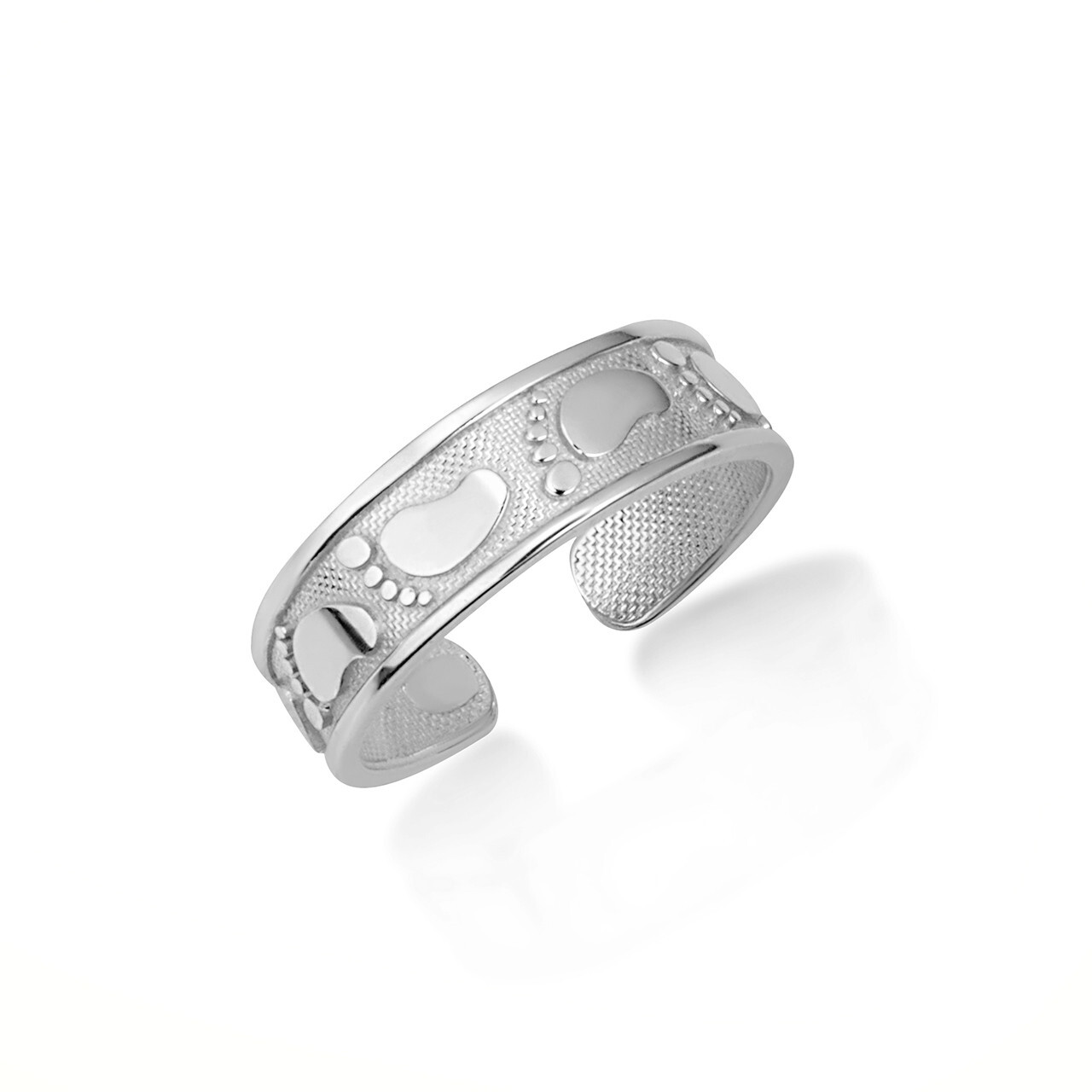 .925 Sterling Silver Woman's Pathway Footprint Toe Ring