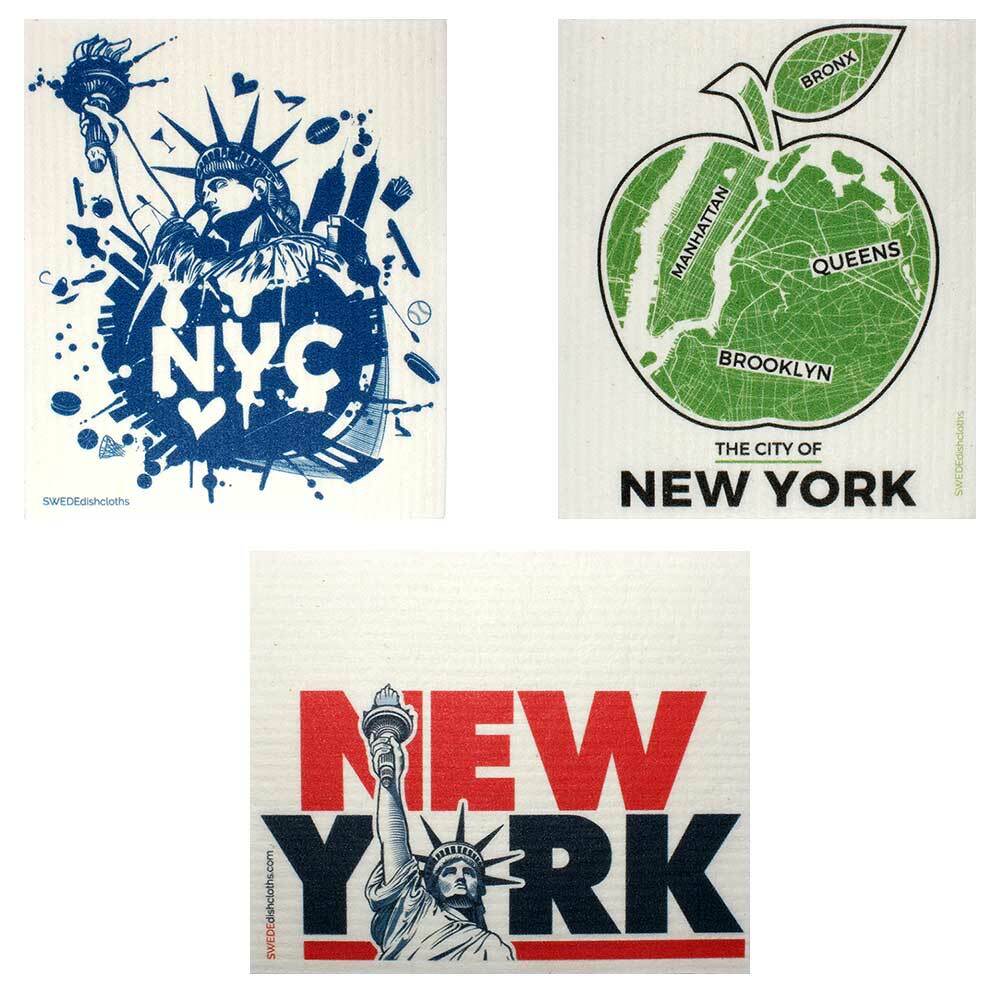 Mixed NYC Set of 3 each Swedish Dishcloth | ECO Friendly Absorbent Cleaning