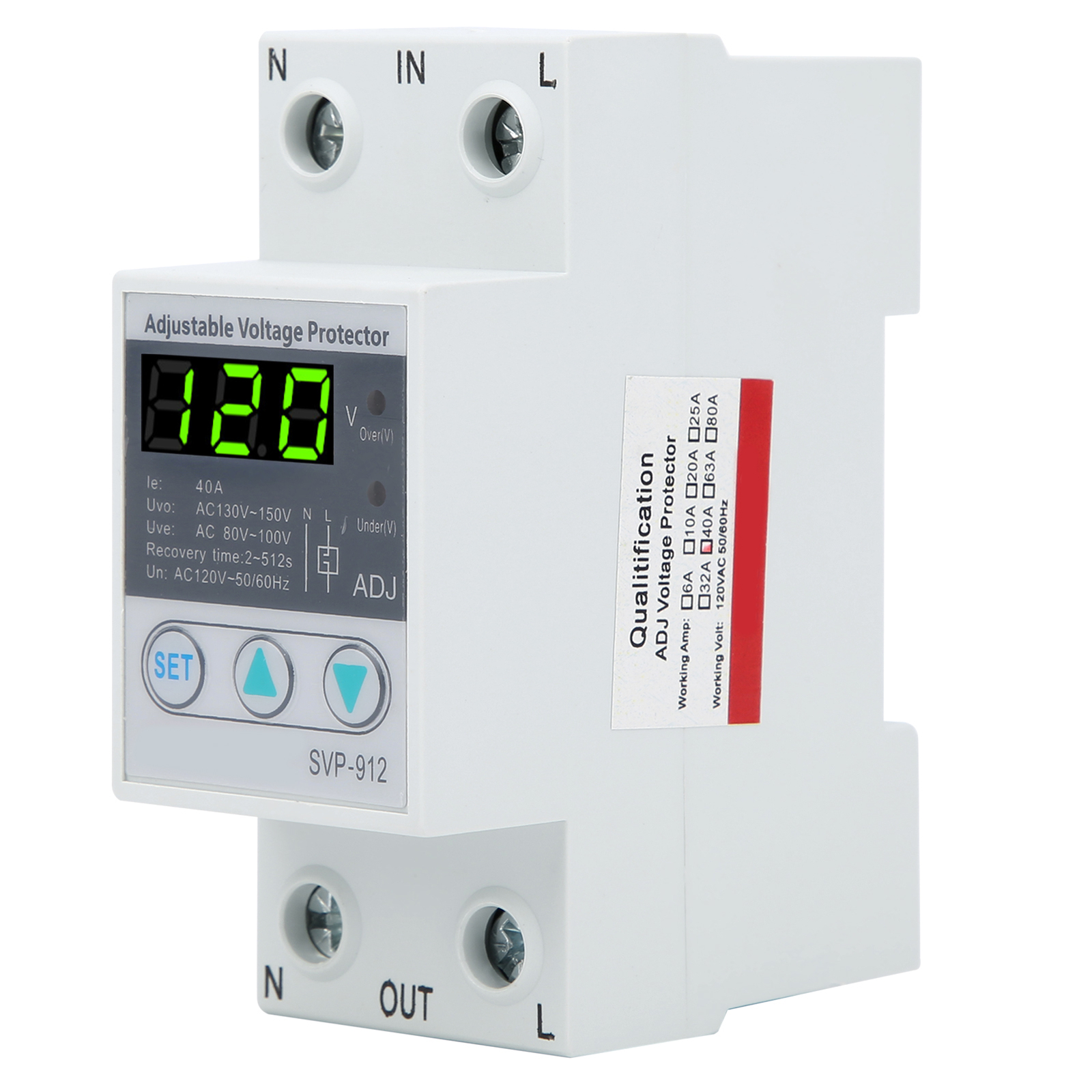 120VAC 40A Adjustable SelfRecovery Under Voltage Auto Reset Protection Switch
