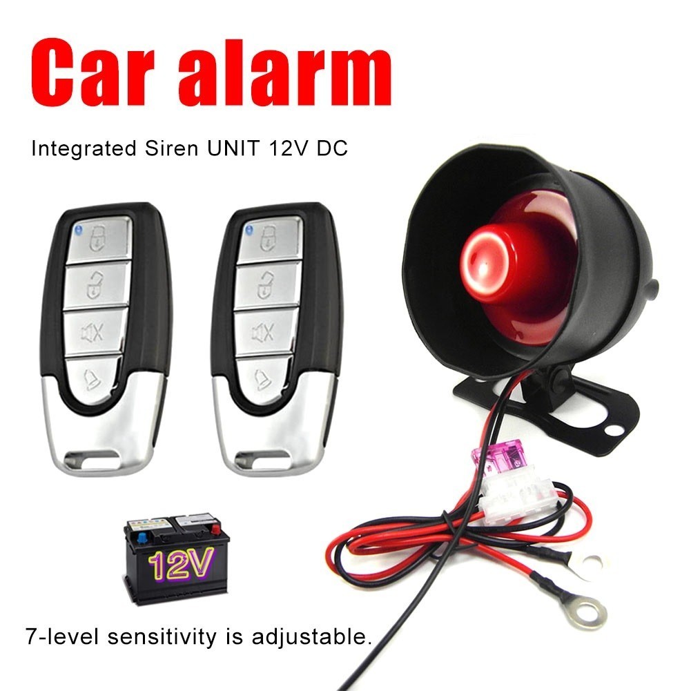 Keyless Entry Car Alarm Security System With 2 Key Fob Remote Controls 4 Botton