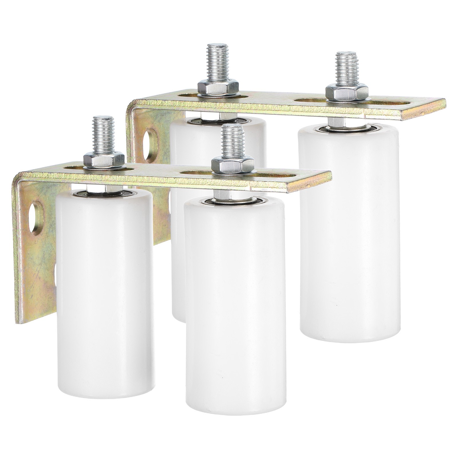 2Set Slide Gate Guide Roller, 4" Nylon Gate Support Rollers with Bracket, White