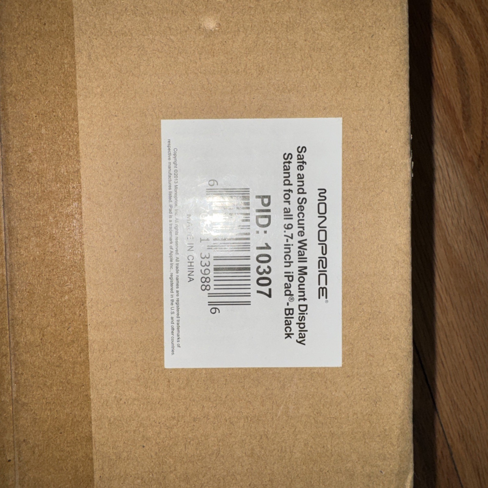 Monoprice Safe + Secure Wall Mount Display Stand for 9.7" iPad 10307, Sealed Box