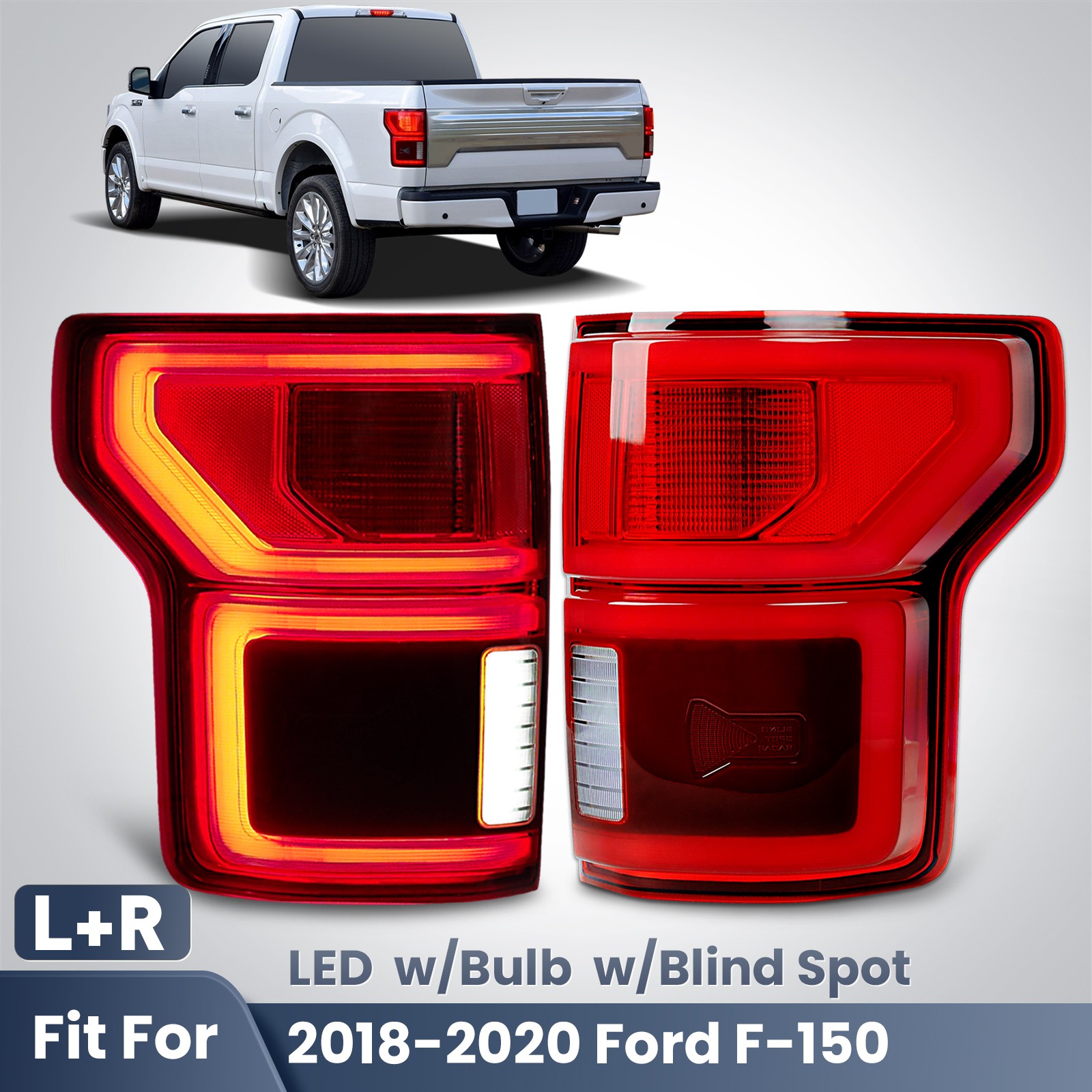 LED Tail Light For 2018-2020 Ford F-150 W/ Blind Spot Brake Lamp Pair Left+Right