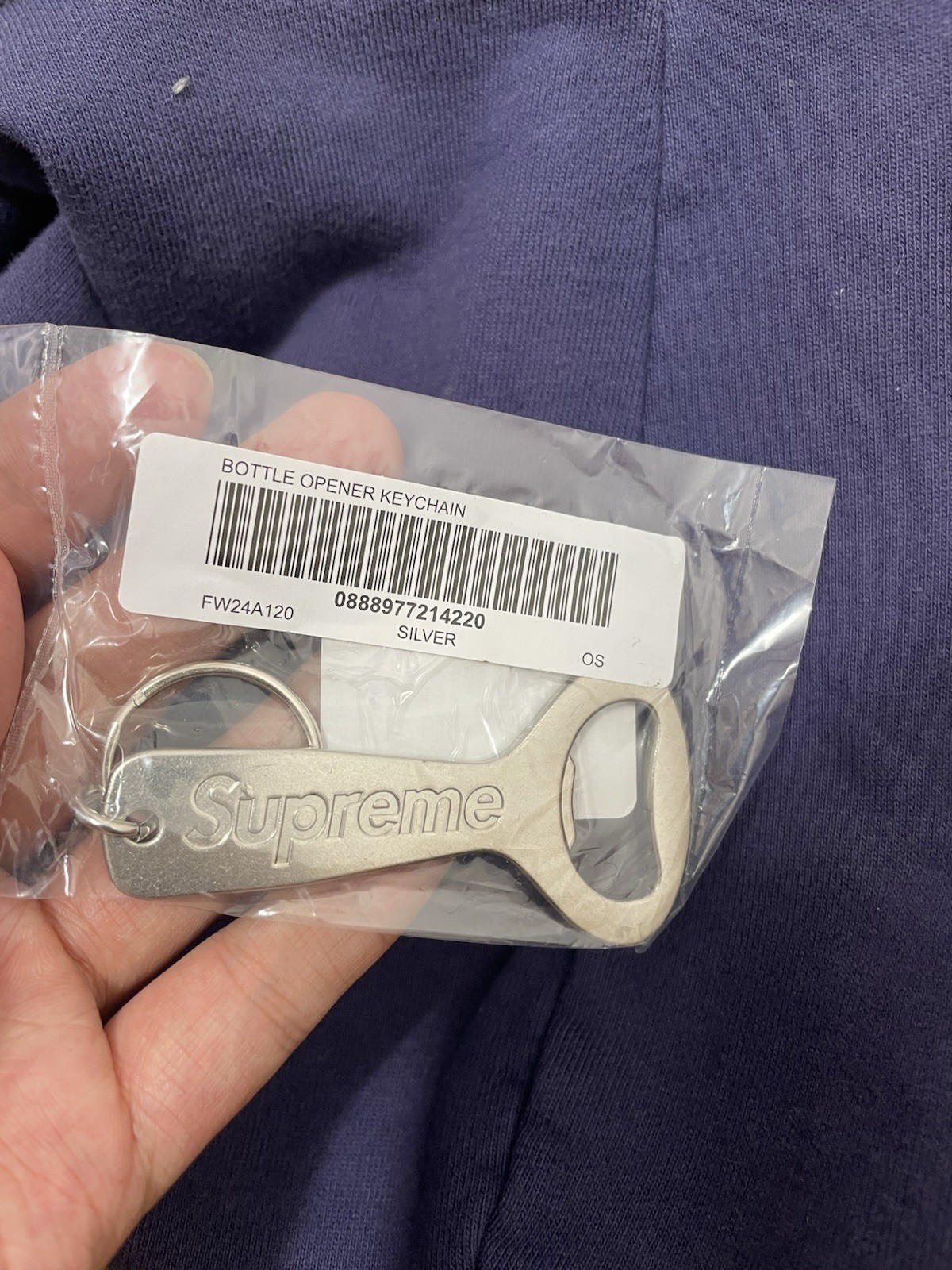 Supreme Bottle Opener Keychain Silver Metal FW24 Supreme New York 2024 Brand New