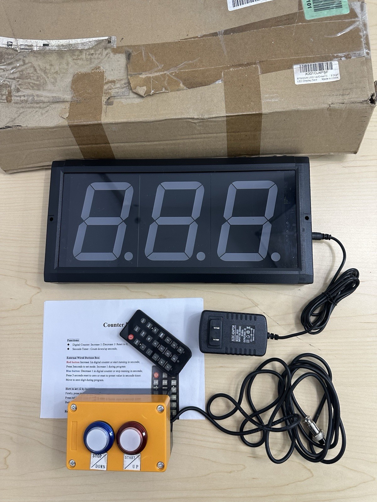 BTBSIGN Digital LED Counter Up/Down with Buttons & Remote 13”
