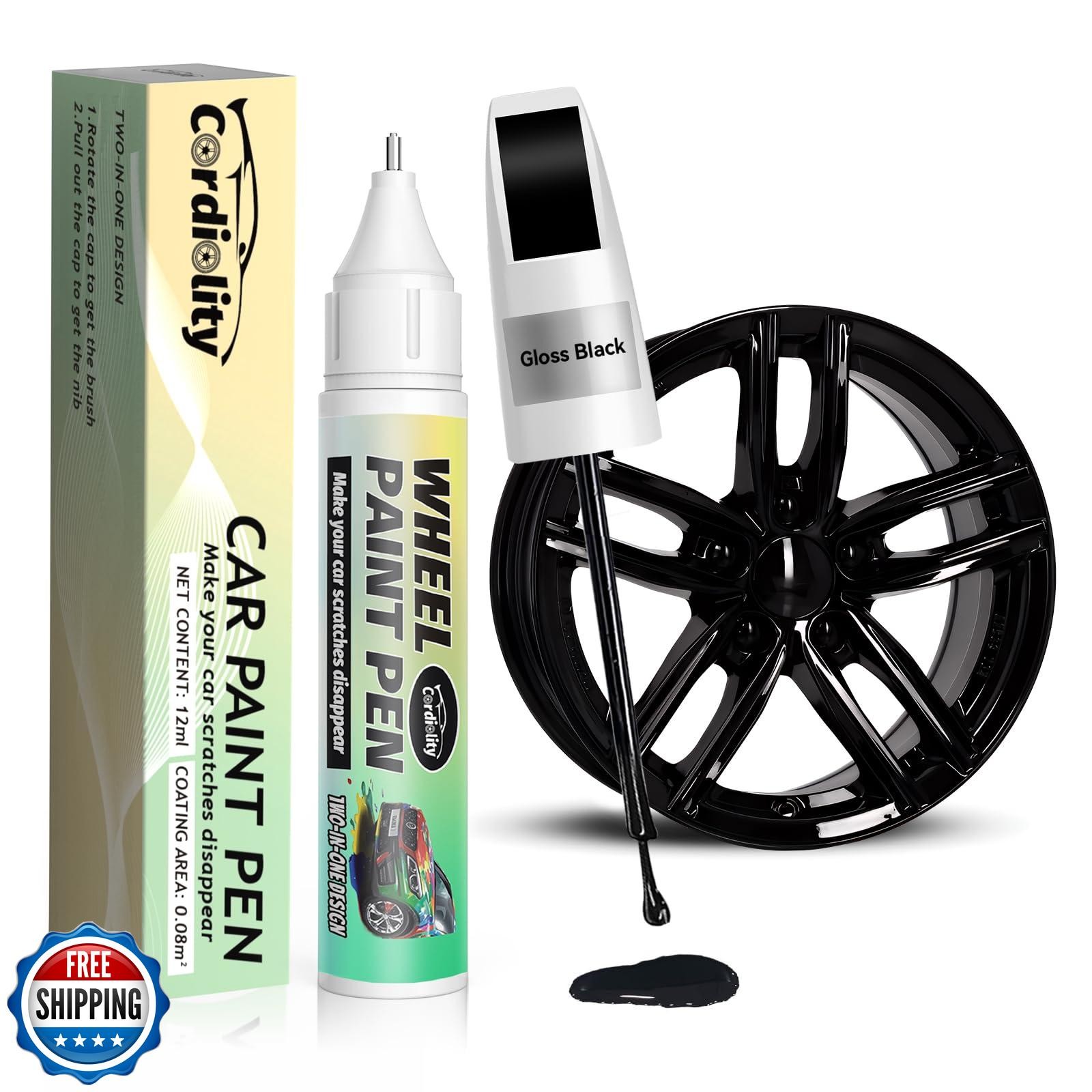 Cardiality Gloss Black Rim Touch Up Paint for Honda,Wheel Scratch Repair Touc