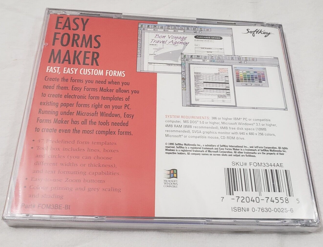 SoftKey Easy Forms Maker CD-Rom- fast, easy cutom forms-new/sealed