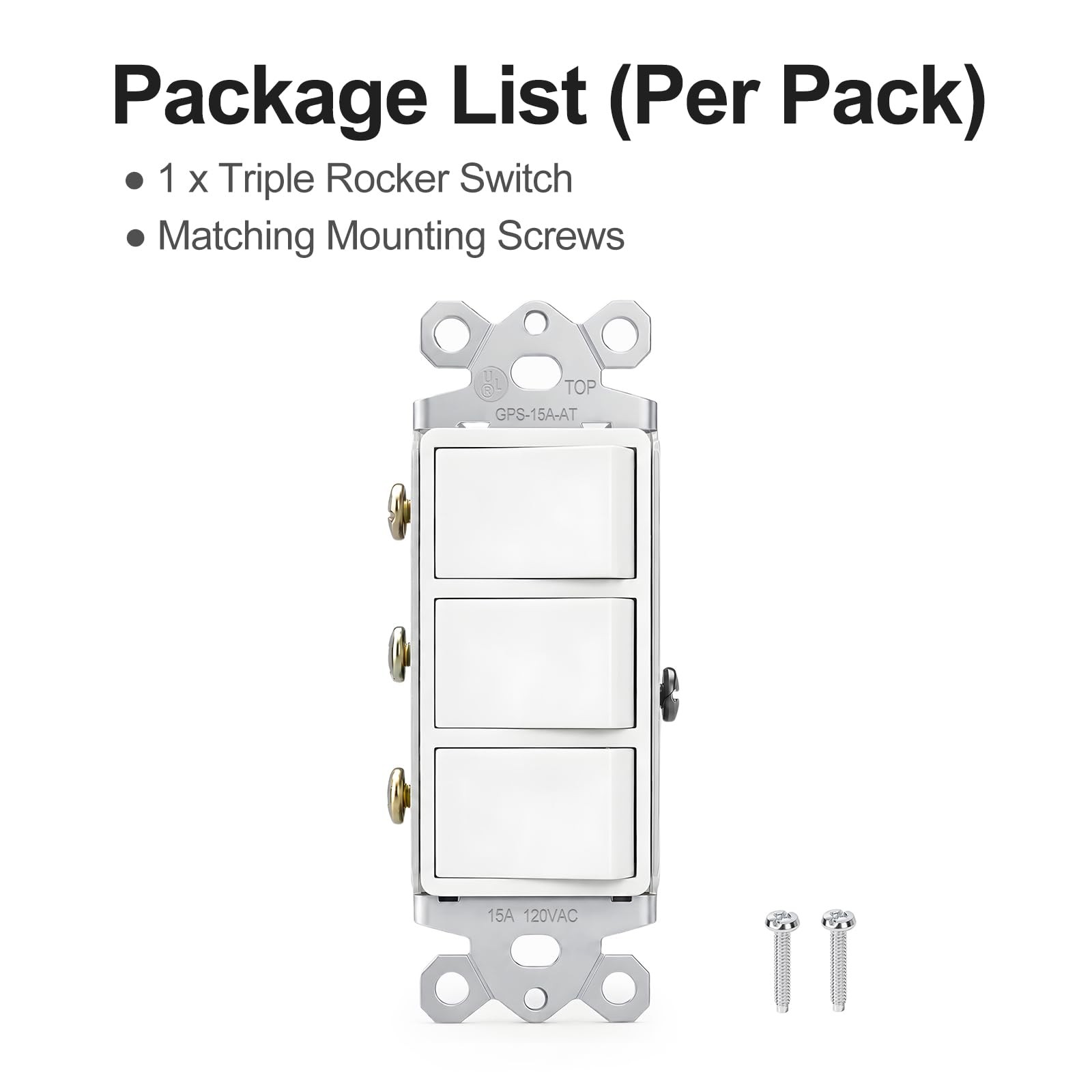 Baomain Triple Rocker Decorator Light Switch 15A 120V UL Certified