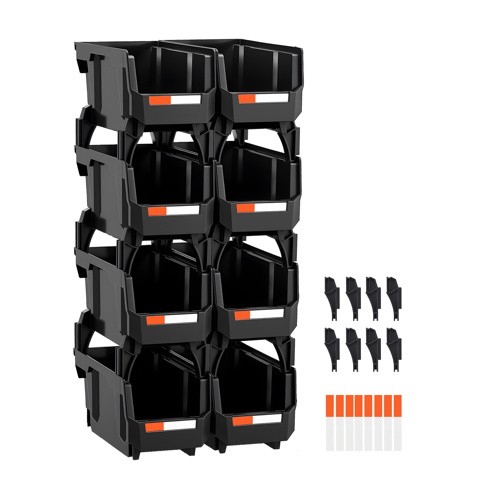 Uimoso Plastic Stackable Storage Containers Set of 8 for Garage Organization