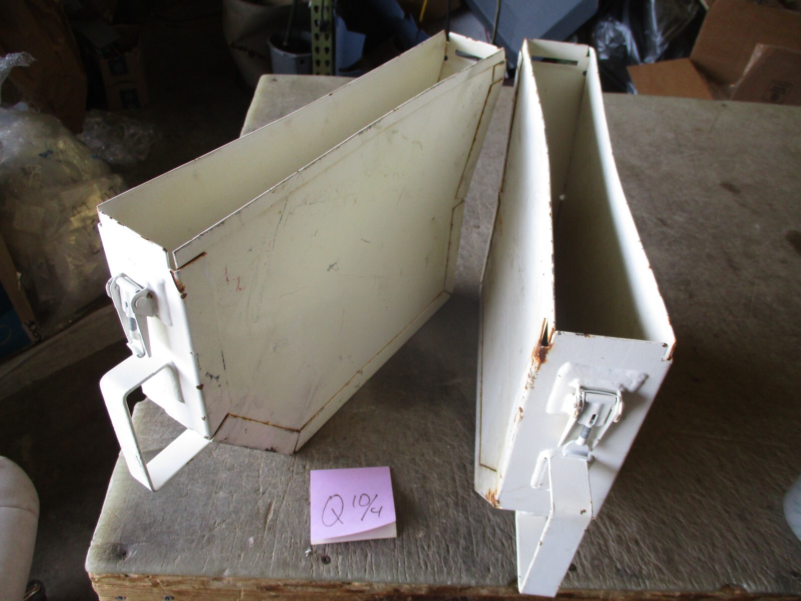 2 Used 7.62 Belt Boxes for Coax Weapon on Armored Vehicle, Fair Cond