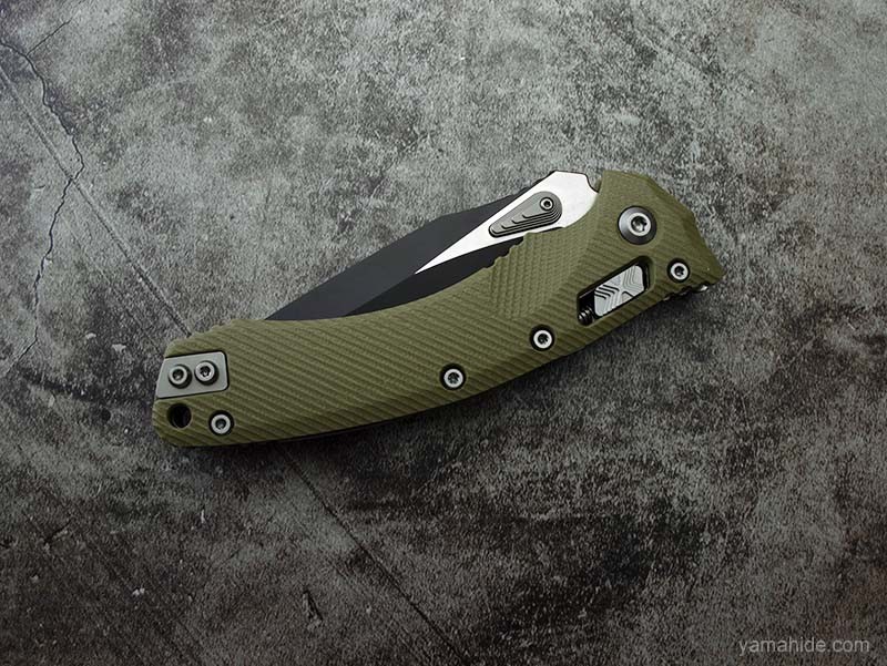 Microtech Amphibian RAM-LOK M390 Folding Knife, Green G-10