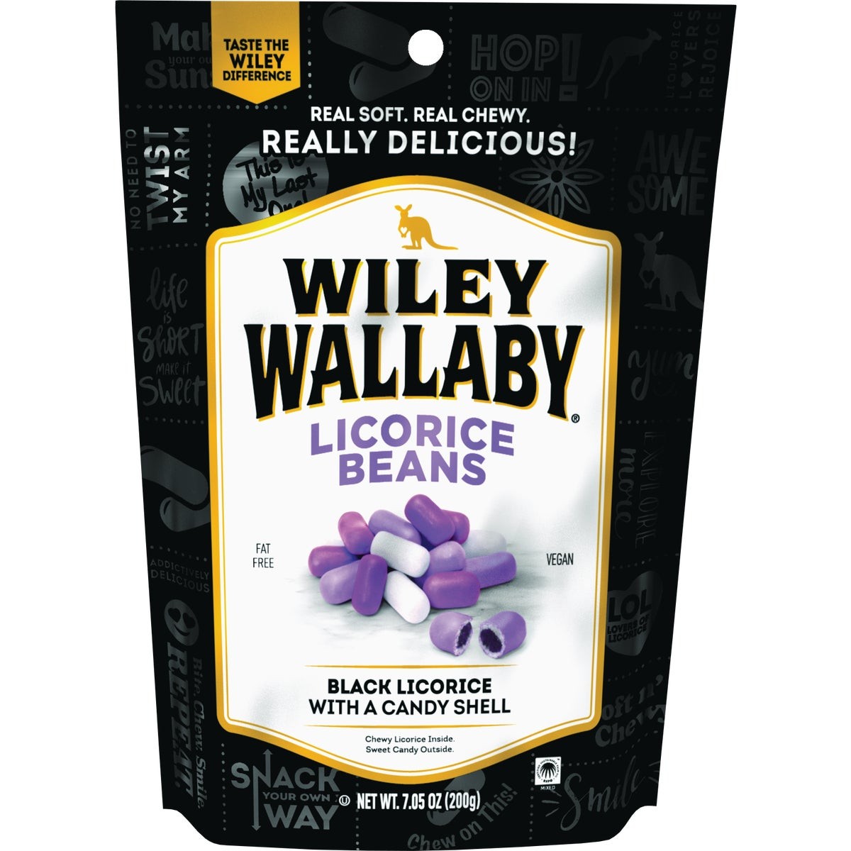 Wiley Wallaby Black Licorice 7.05 Oz. Licorice Beans KEC120078 Wiley Wallaby